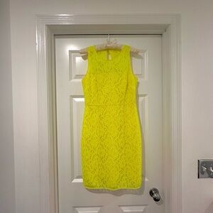 J. Crew Vibrant Neon Yellow Lined Lace Dress. NWOT
